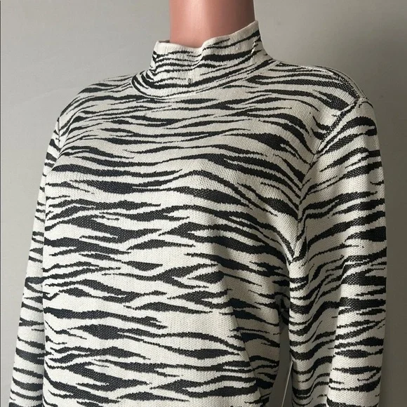 Bold Elements Sweater Dress Womens Black White Zebra Print Long Sleeve Sz XXL - Picture 4 of 14